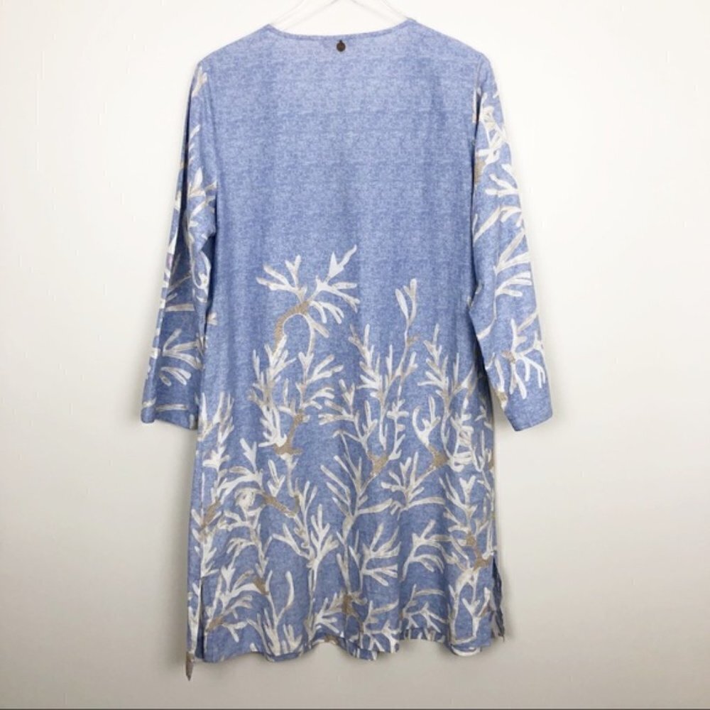 Soft Surroundings Tunic Top Shell Seeker Embroidered Coral Reef Beach Travel Cov - Picture 6 of 11